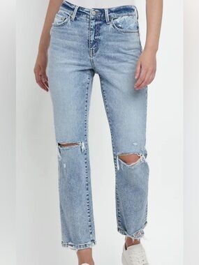 Flying Monkey Light Blue Distressed Straight Leg Jeans Size 29